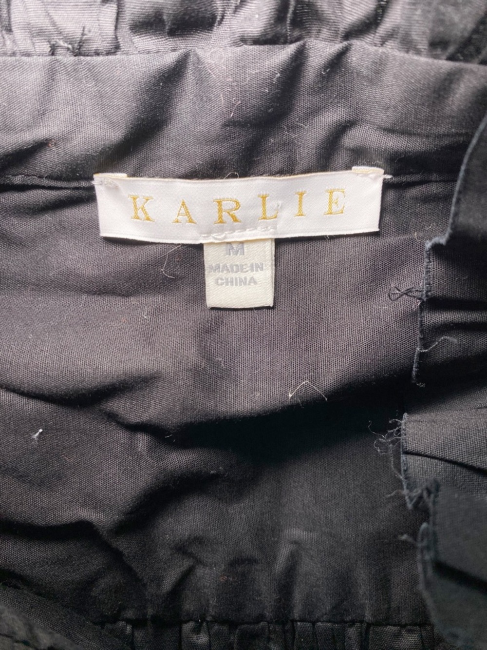 KARLIE Black Ruffle Neck Tie Front
Balloon Sleeve Blouse - Picture 8 of 12